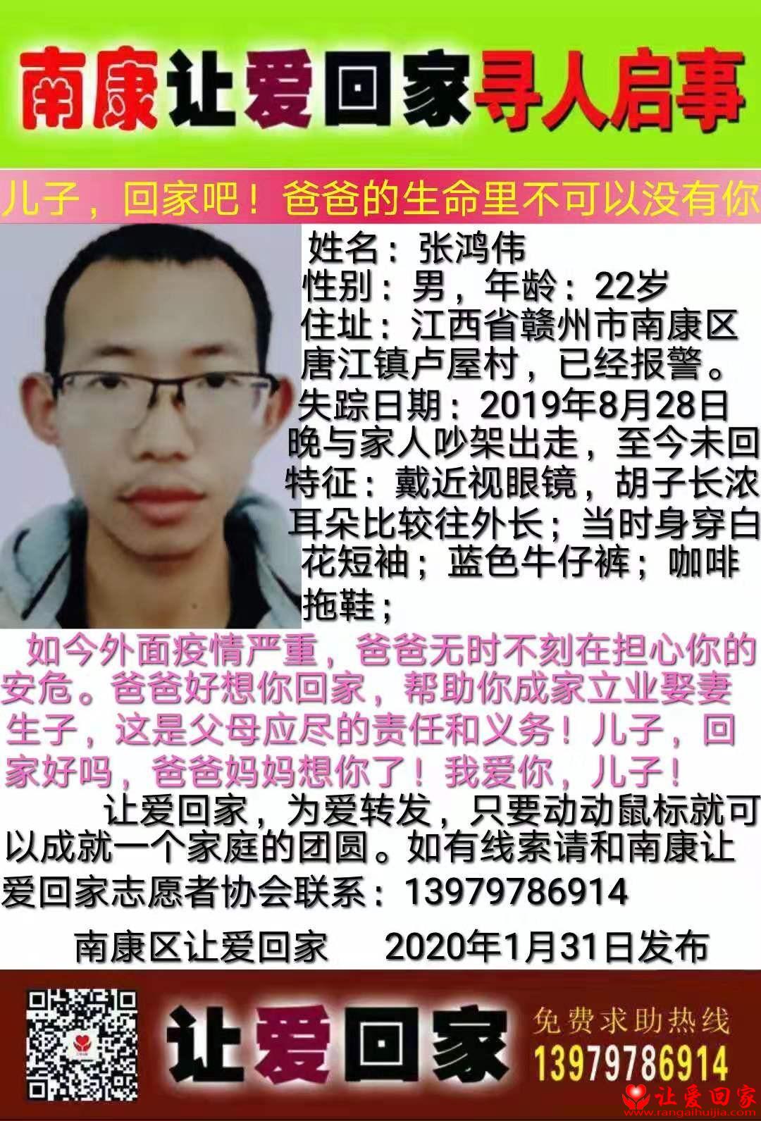 张鸿伟 家寻亲人人员详细资料#138452