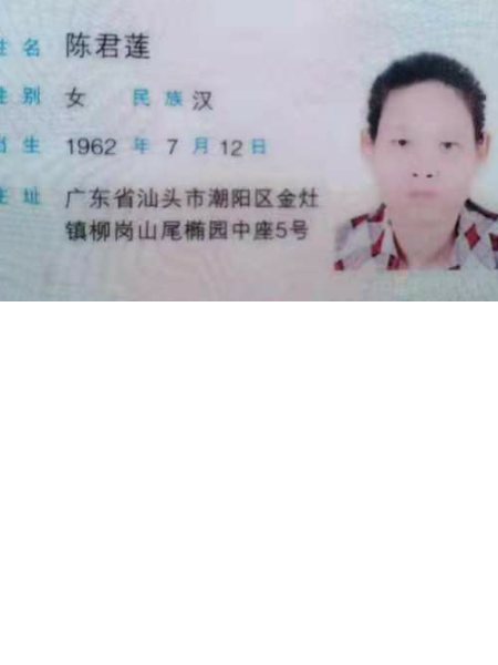 失踪人员陈君莲照片，让爱回家